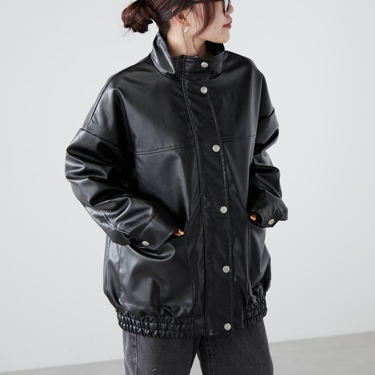 フェイクレザーオーバーサイズブルゾン[品番：NCLW0012223]｜NICE
