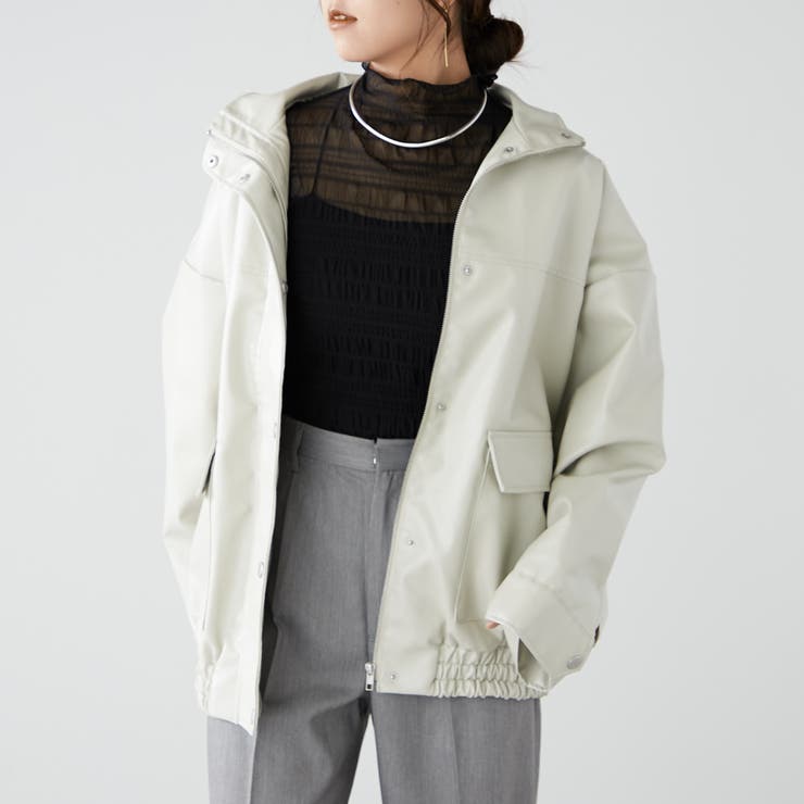 フェイクレザーオーバーサイズブルゾン[品番：NCLW0012223]｜NICE