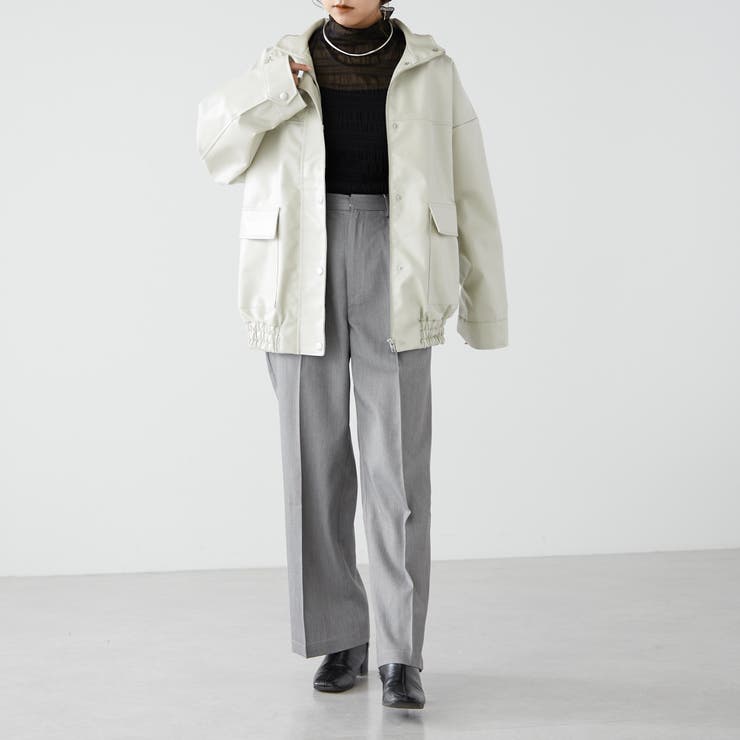 ナイスクラップ フェイクファー襟ブルゾン 白 ホワイト リボン バレエコア ナイスクラップ フェイクファー襟ブルゾン 白 ホワイト リボン