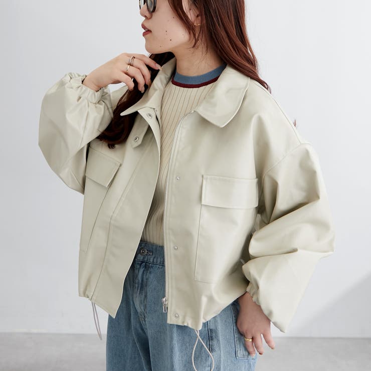 合皮ショートブルゾン[品番：OLOW0012666]｜OLIVE des OLIVE OUTLET