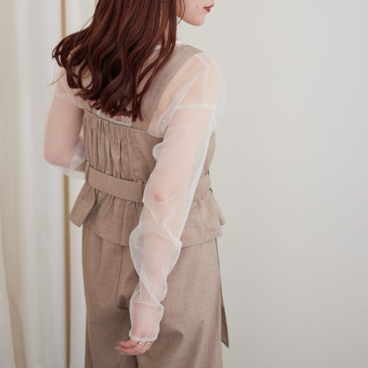 2枚SET】ウエストリボンビスチェ＆ワイドパンツ[品番