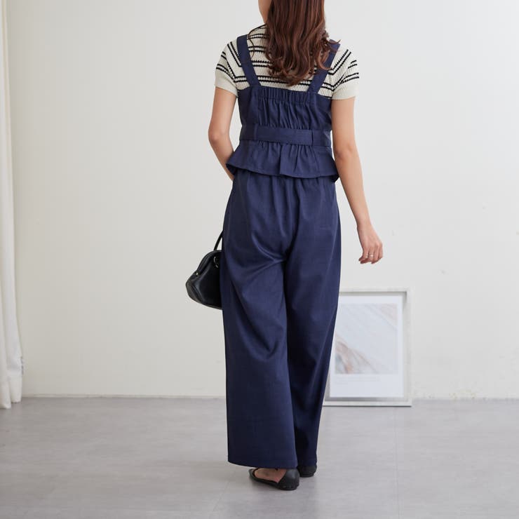 エムズグレイシー　ネイビー ガウチョパンツ リボン付き　ハイウエスト　40 エムズグレイシー ネイビー ガウチョパンツ リボン付き ハイウエスト