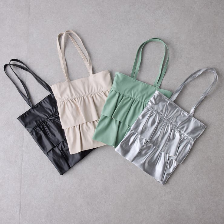 合皮ティアードフリルトート[品番：NCLW0012058]｜NICE CLAUP / OLIVE