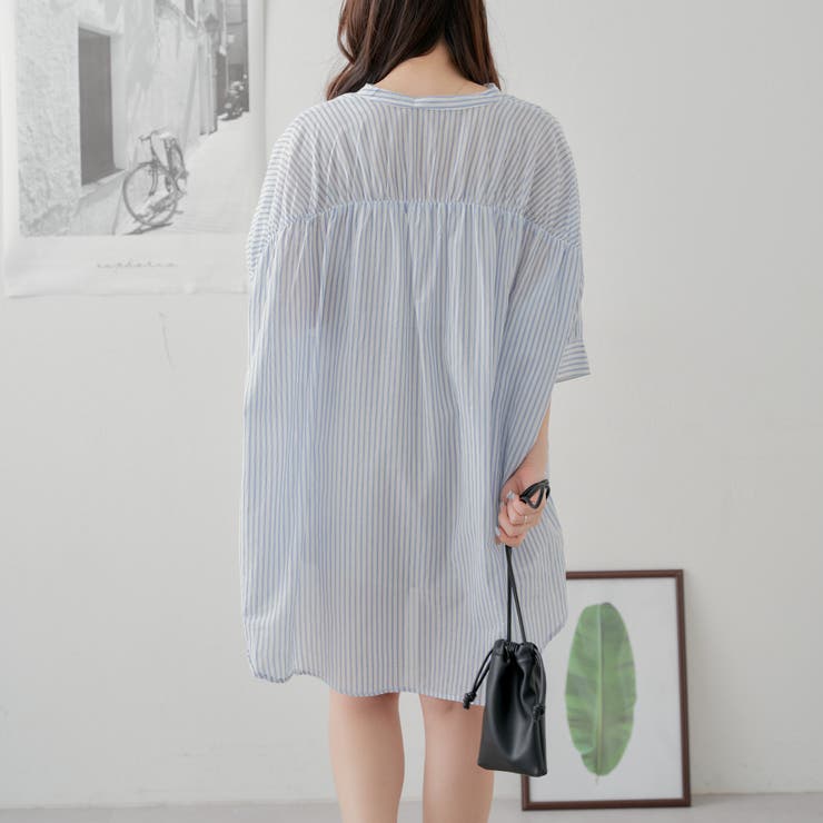 nao】ストライプシャツ[品番：OLOW0012713]｜RMAF NICE CLAUP / OLIVE