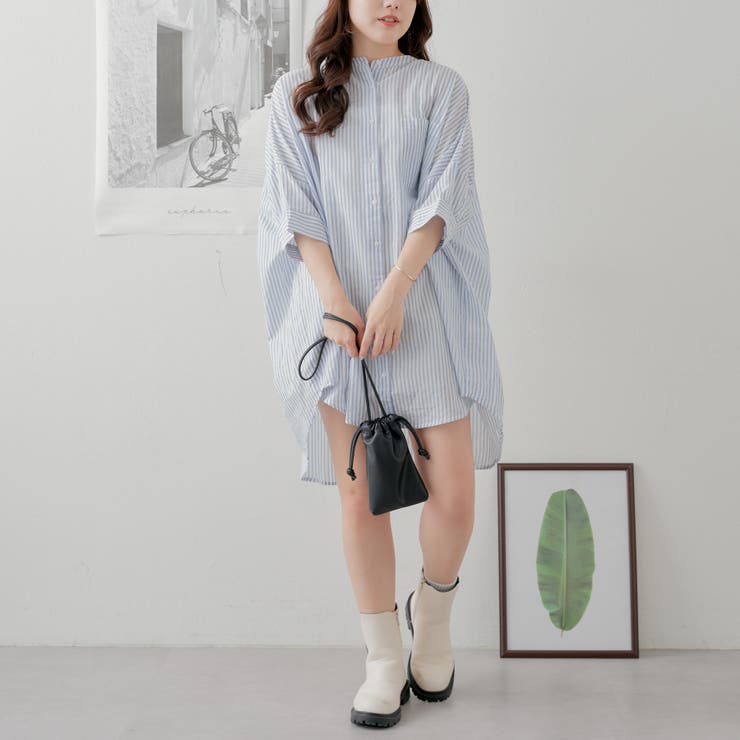 nao】ストライプシャツ[品番：OLOW0012713]｜RMAF NICE CLAUP / OLIVE