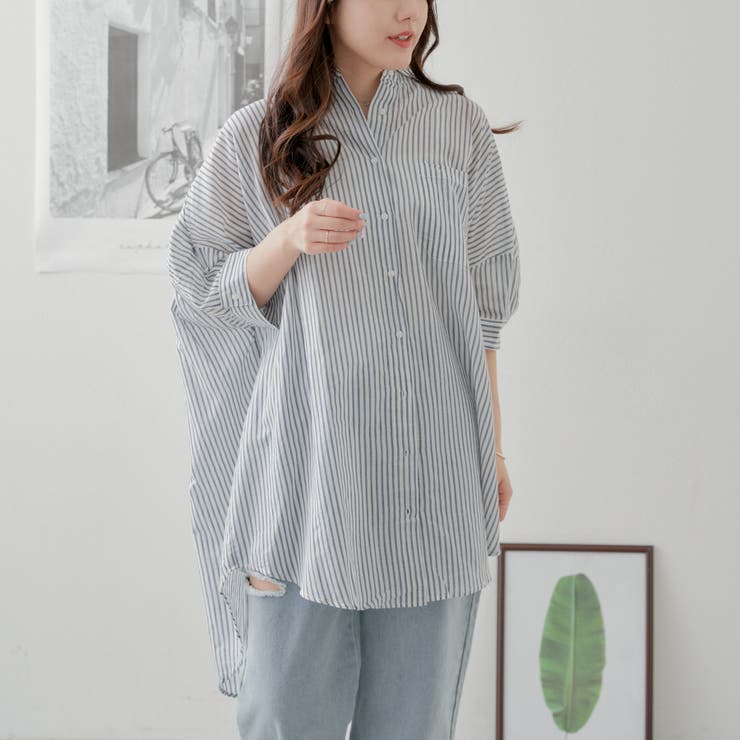 nao】ストライプシャツ[品番：OLOW0012713]｜RMAF NICE CLAUP / OLIVE