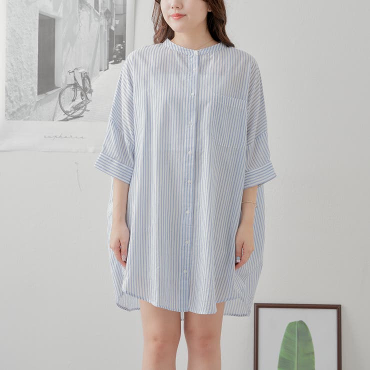 nao】ストライプシャツ[品番：OLOW0012713]｜RMAF NICE CLAUP / OLIVE