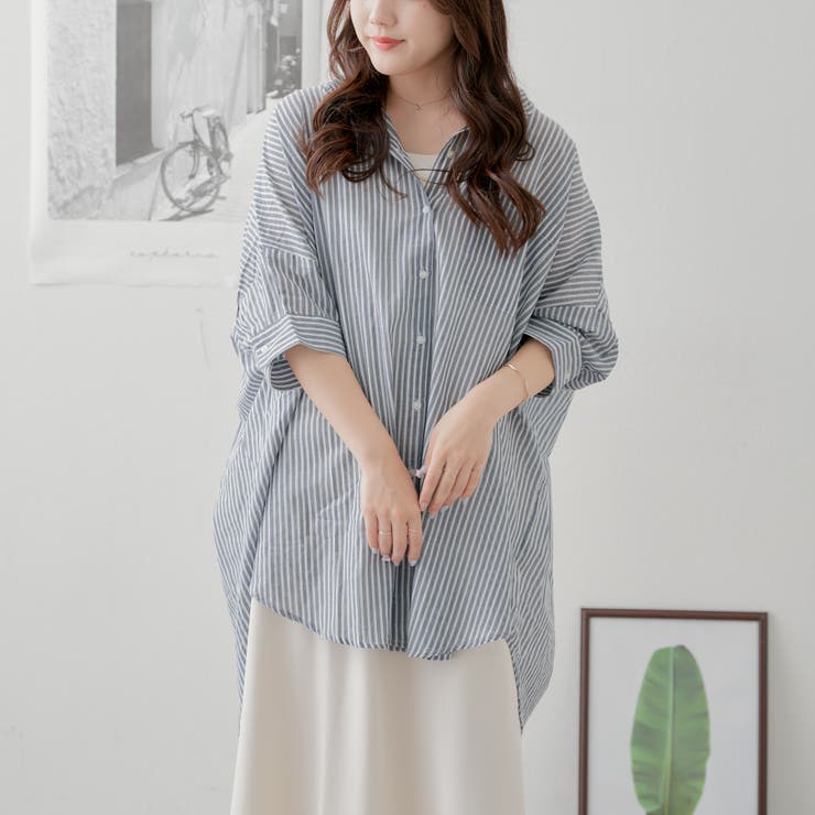 美品▲ Deuxieme Classe STATESIDE ストライプシャツ nao】ストライプシャツ[品番：OLOW0012713]｜RMAF NICE CLAUP / OLIVE