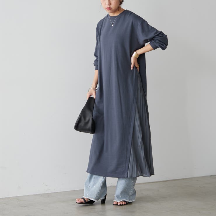 脇プリーツワンピース[品番：NCLW0012441]｜NICE CLAUP / OLIVE