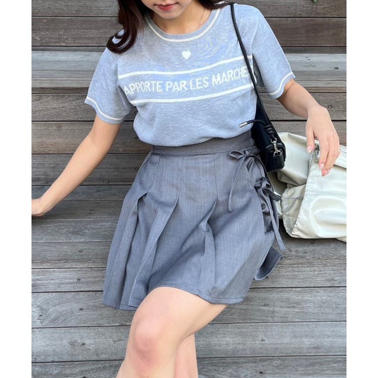 MARCHES】ロゴ刺繍半袖ニット[品番：NCLW0012679]｜NICE CLAUP / OLIVE