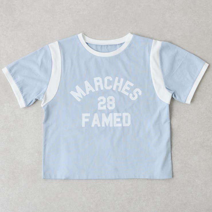 サックス | 【MARCHES】配色切替ロゴT | NICE CLAUP / OLIVE des OLIVE　OUTLET