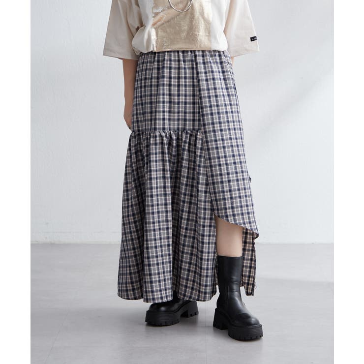 NUNIFE】 チェック変形スカート[品番：NCLW0013075]｜NICE CLAUP  