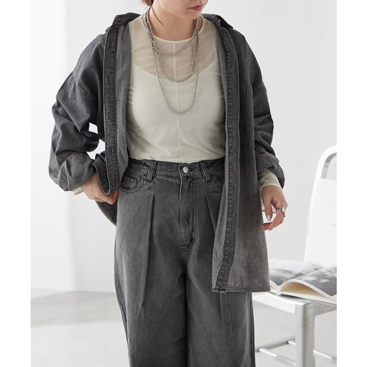 【ユニセックス】 グラデーションデニムBIGシャツ | NICE CLAUP / OLIVE des OLIVE　OUTLET | 詳細画像2 