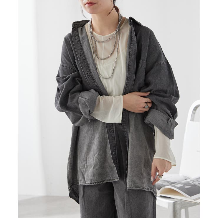 【ユニセックス】 グラデーションデニムBIGシャツ | NICE CLAUP / OLIVE des OLIVE　OUTLET | 詳細画像3 