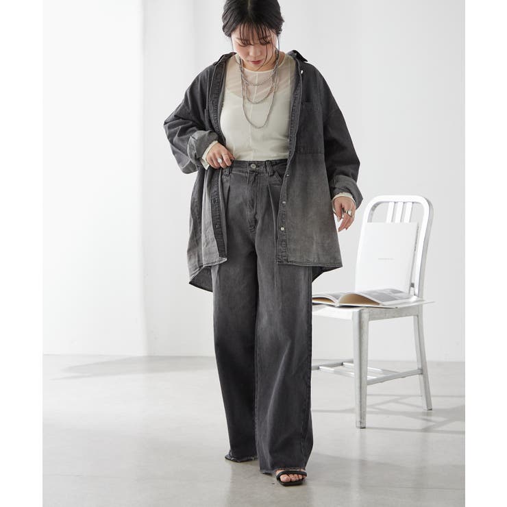 【ユニセックス】 グラデーションデニムBIGシャツ | NICE CLAUP / OLIVE des OLIVE　OUTLET | 詳細画像6 