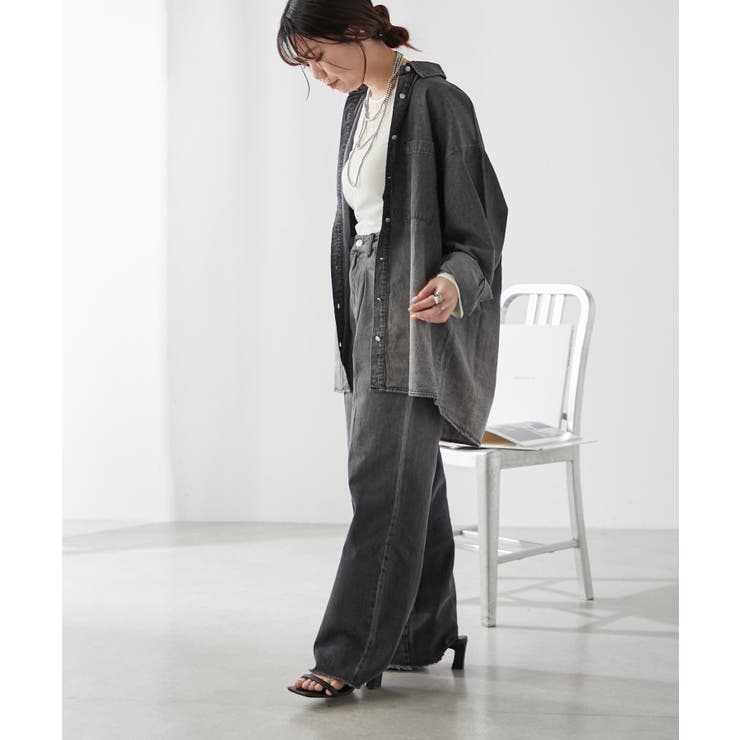 【ユニセックス】 グラデーションデニムBIGシャツ | NICE CLAUP / OLIVE des OLIVE　OUTLET | 詳細画像8 
