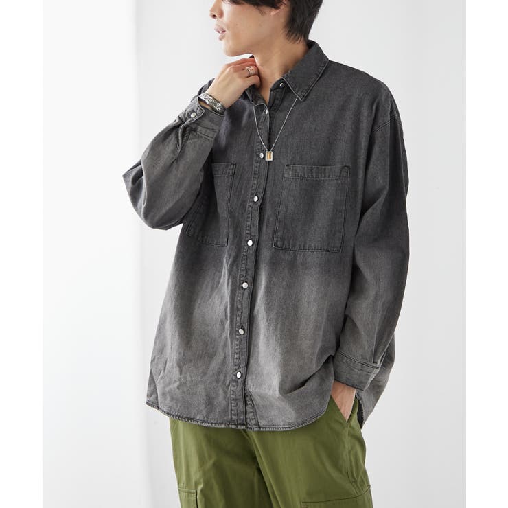 【ユニセックス】 グラデーションデニムBIGシャツ | NICE CLAUP / OLIVE des OLIVE　OUTLET | 詳細画像13 