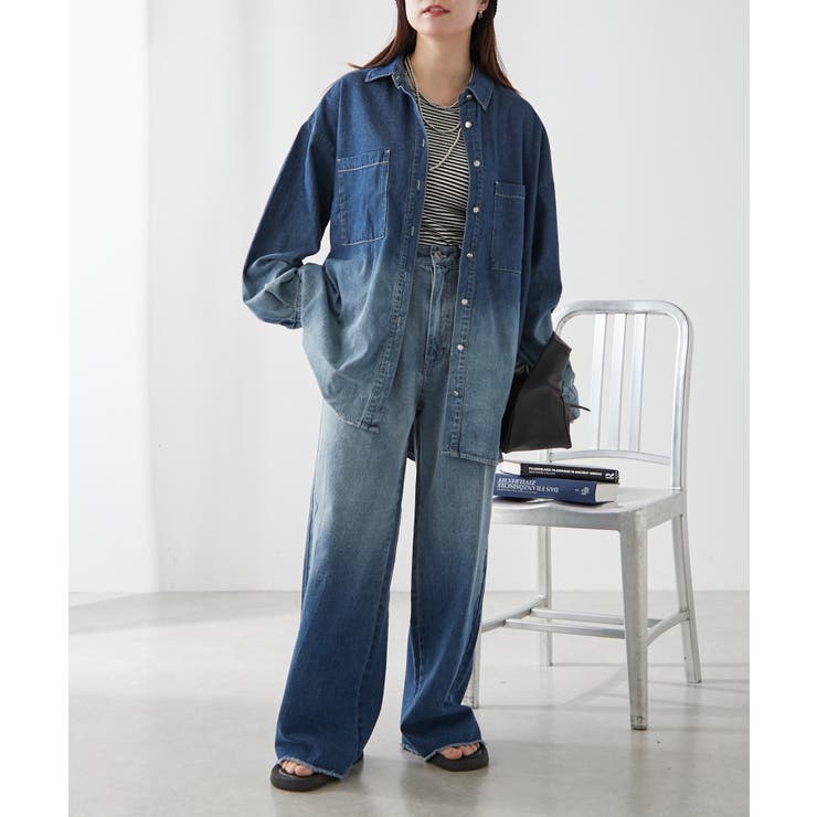 【ユニセックス】 グラデーションデニムBIGシャツ | NICE CLAUP / OLIVE des OLIVE　OUTLET | 詳細画像24 