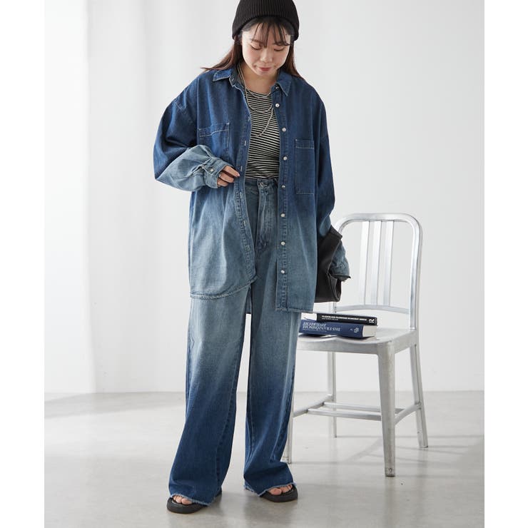 【ユニセックス】 グラデーションデニムBIGシャツ | NICE CLAUP / OLIVE des OLIVE　OUTLET | 詳細画像25 