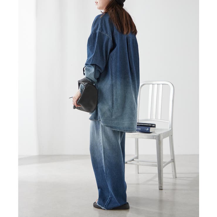 【ユニセックス】 グラデーションデニムBIGシャツ | NICE CLAUP / OLIVE des OLIVE　OUTLET | 詳細画像26 