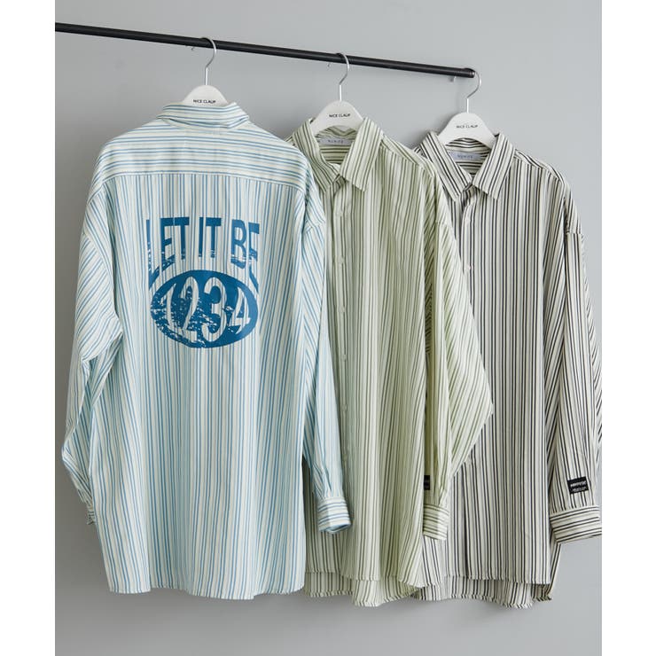 【NUNIFE】バックプリントストライプシャツ | NICE CLAUP / OLIVE des OLIVE　OUTLET | 詳細画像2 