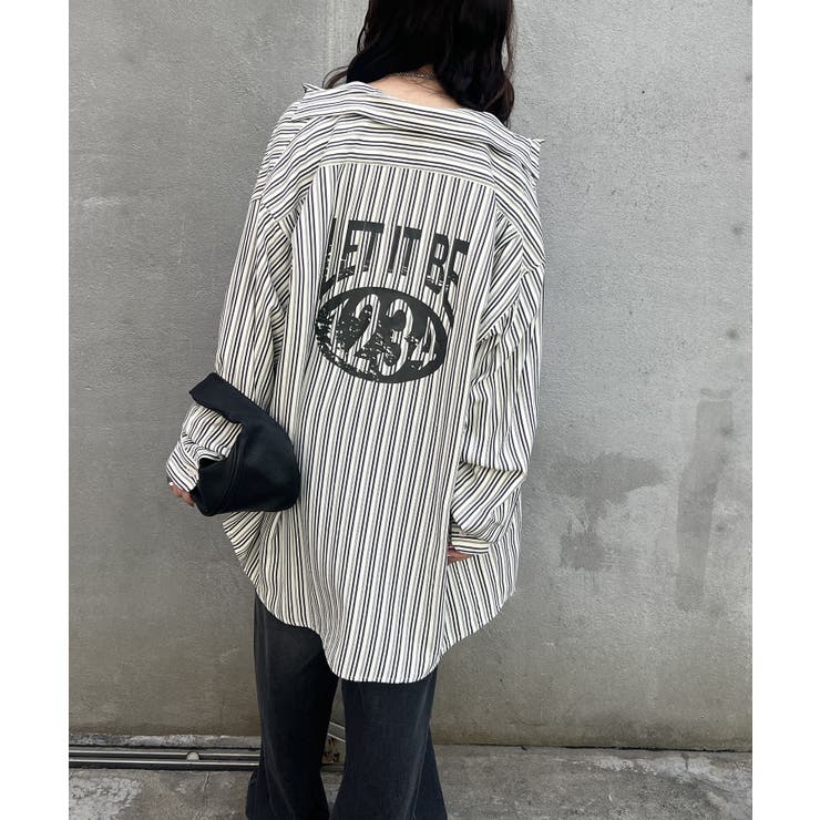 【NUNIFE】バックプリントストライプシャツ | NICE CLAUP / OLIVE des OLIVE　OUTLET | 詳細画像7 