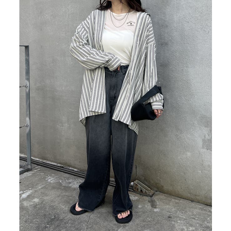 【NUNIFE】バックプリントストライプシャツ | NICE CLAUP / OLIVE des OLIVE　OUTLET | 詳細画像8 