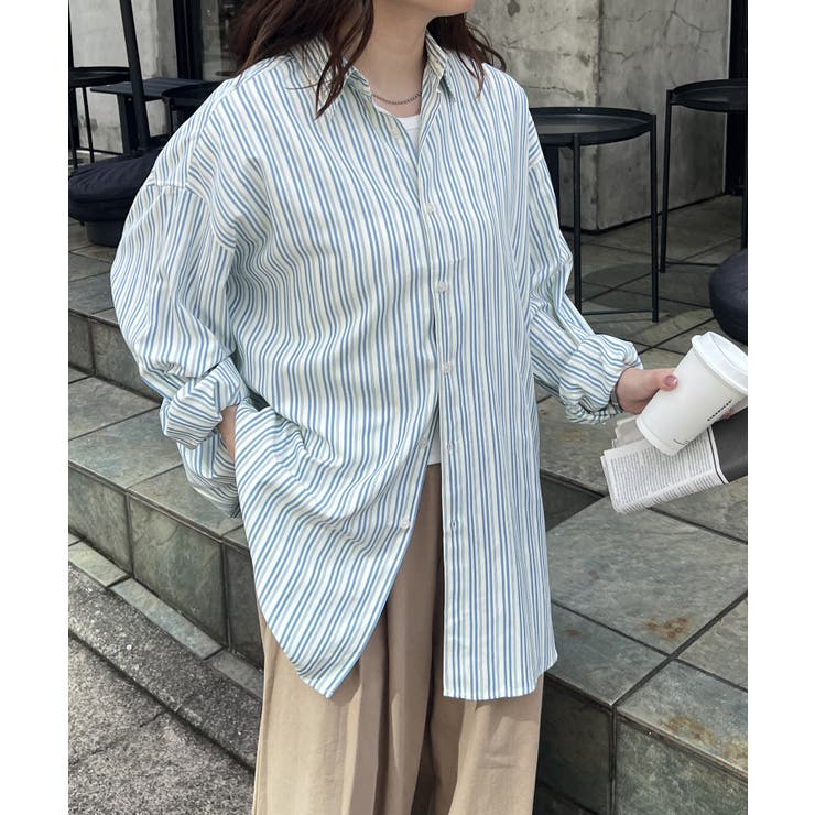 【NUNIFE】バックプリントストライプシャツ | NICE CLAUP / OLIVE des OLIVE　OUTLET | 詳細画像16 