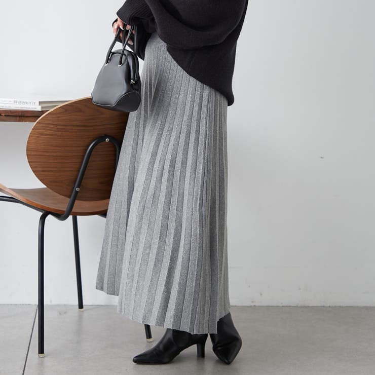 MARK&LONA M プリーツスカートマーク＆ロナスカート 2024ラメニット