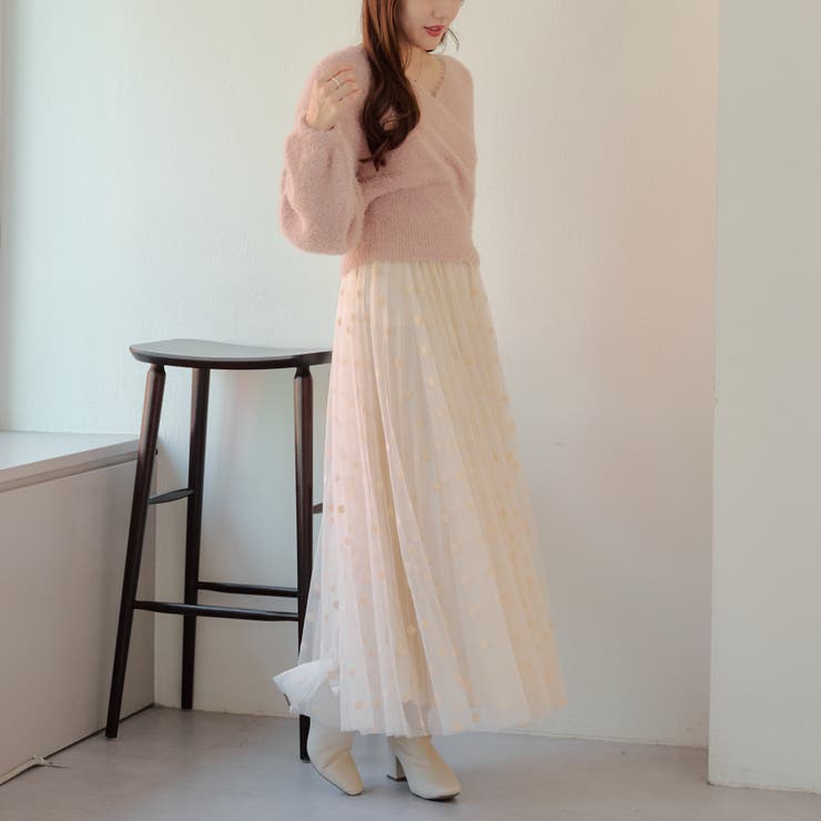 【美品】ellie エリー ドット リバーシブル スカート 美品】ELLIE ドットリバーシブルスカート