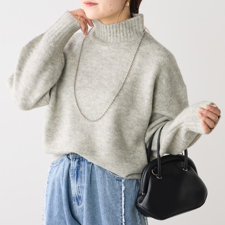 MHL. グレー リブ編み ハイネックセーター リブ編み・ハイネックセーター/40代50代からのレディース