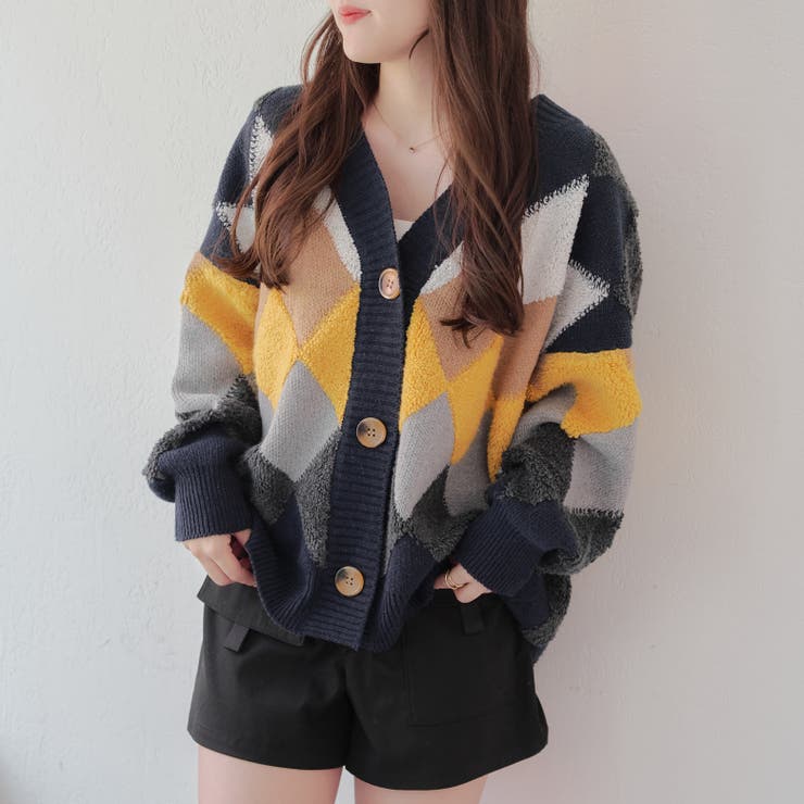 アーガイルカーディガン[品番：OLOW0014240]｜RMAF NICE CLAUP / OLIVE