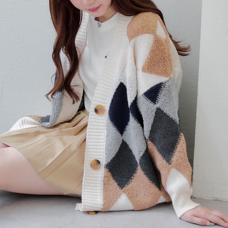 2023 SS パピヨンアーガイルワンピース ベージュ ワンピース