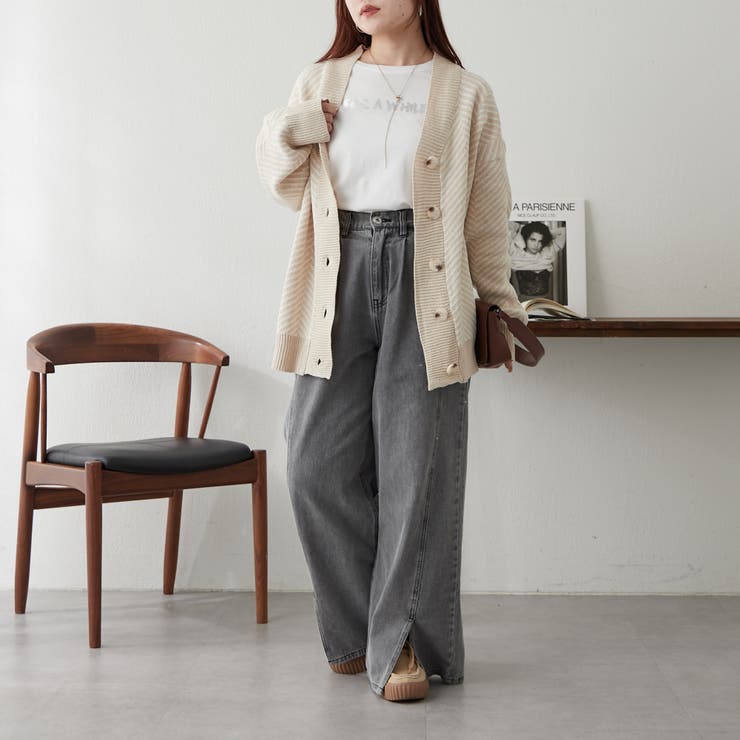 美品 CIVIDINI カシミヤ100ロングジップカーディガン 42 ベージュ系