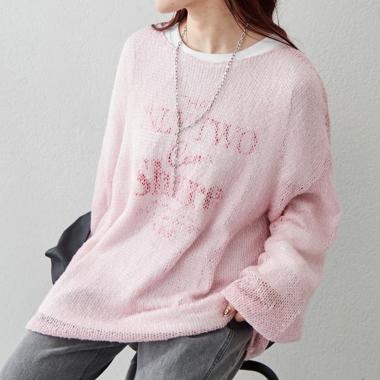 Web限定・リバイバル】モヘアタッチ透かしニット[品番