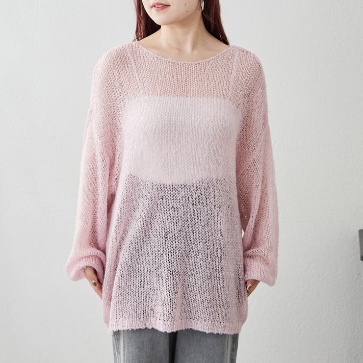 Web限定・リバイバル】モヘアタッチ透かしニット[品番：OLOW0014119