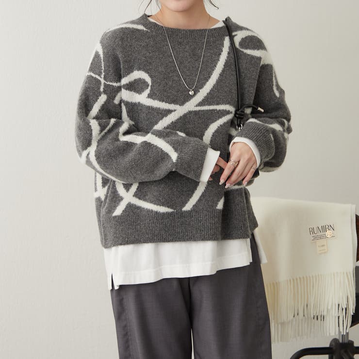 リボン柄ニットプルオーバー[品番：OLOW0014956]｜RMAF NICE CLAUP