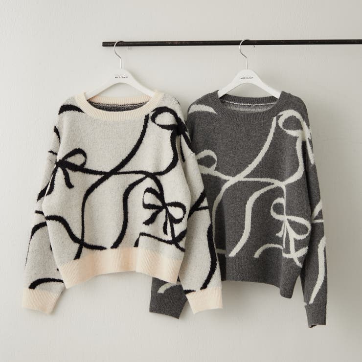 リボン柄ニットプルオーバー[品番：OLOW0014956]｜RMAF NICE CLAUP