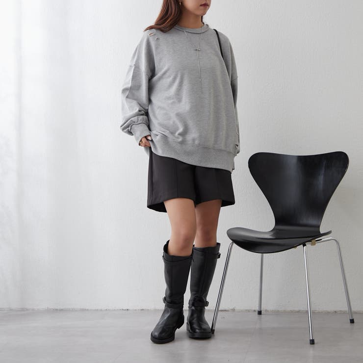 美品】ATIVE/エイティブ ダメージ加工スウェット トレーナー