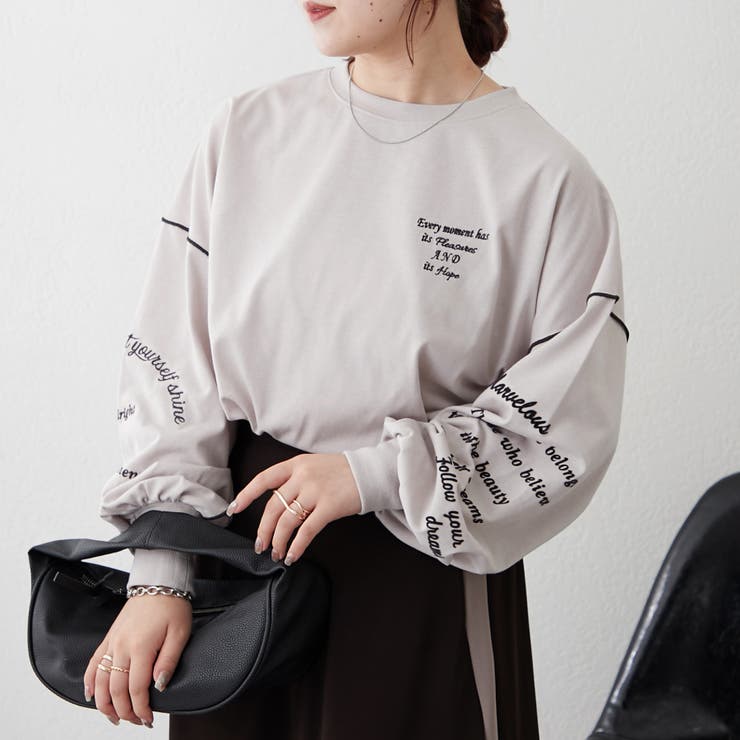 グレージュ | 【NAO】配色メローロンT | RMAF　NICE CLAUP / OLIVE des OLIVE