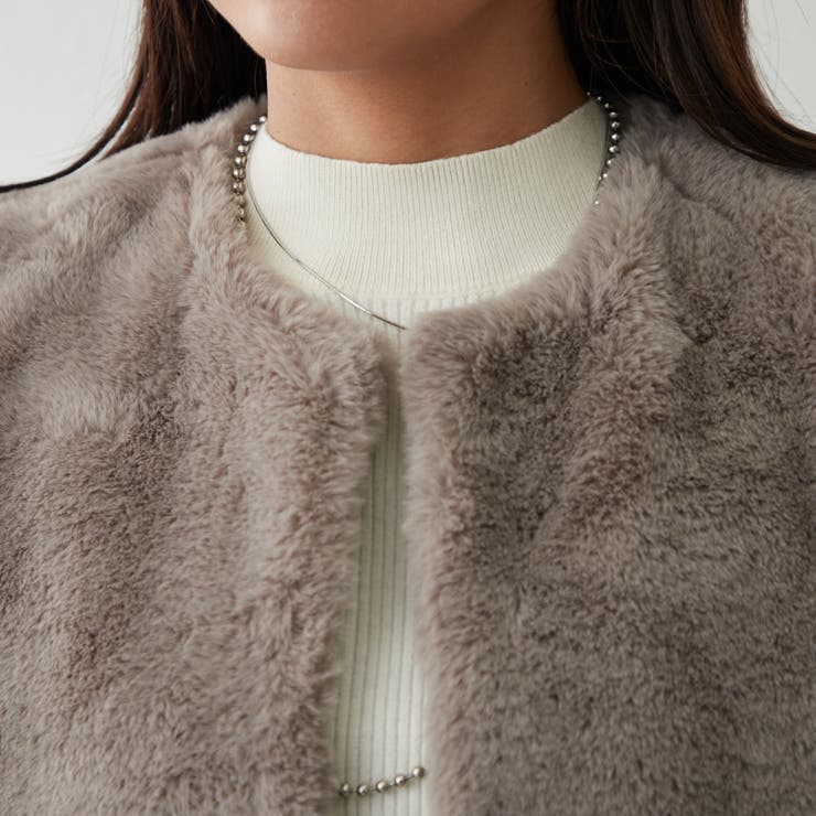 フェイクエコファーロングベスト[品番：OLOW0014025]｜RMAF NICE CLAUP