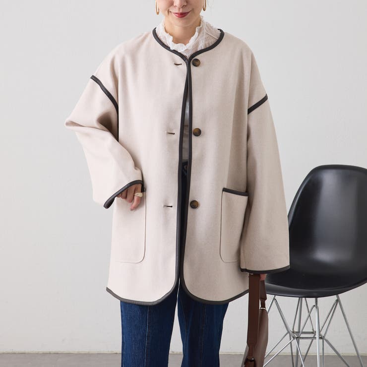 新色登場】パイピングノーカラージャケット[品番：OLOW0013951]｜RMAF