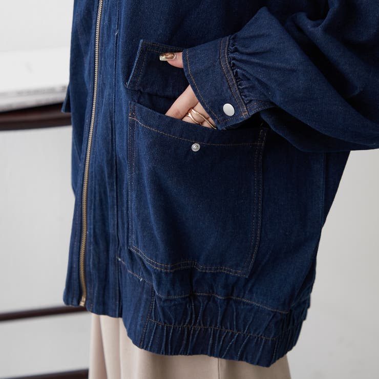 【極美品】マルゴーヴィンテージ ボリュームスリーブ ジップブルゾン ネイビー F CHINO_ZIP_BLOUSON_NAVY_01.jpg?