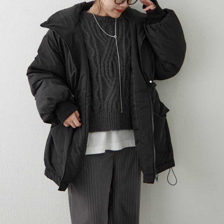 スタンドネック＆ウエストドロスト中綿コート[品番：OLOW0014846