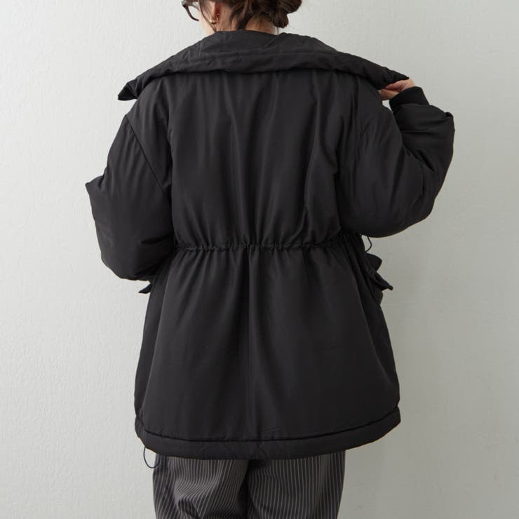 スタンドネック＆ウエストドロスト中綿コート[品番：OLOW0014846