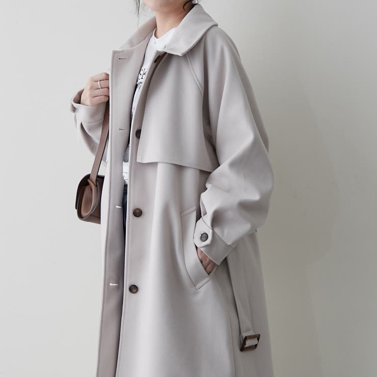 最終お値下げ♪美品♪LEONARD 明るめグレー スプリングコート 40 春・秋【ブルーグレー】洗えるゆったりリラックス♪2wayロングコート