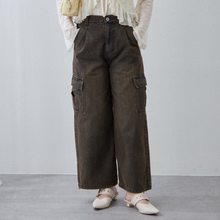 美品　yingyang ◆テリーコットンワイドパンツ　olive 楽天市場】D*g*y コットンツイル センター切替 ワイドパンツ M