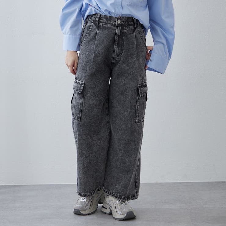 ブラック | デニムワイドカーゴパンツ | RMAF　NICE CLAUP / OLIVE des OLIVE