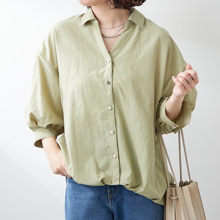 秋にも着れる】カラバリ豊富、後ろレースアップタケノコタックブラウス