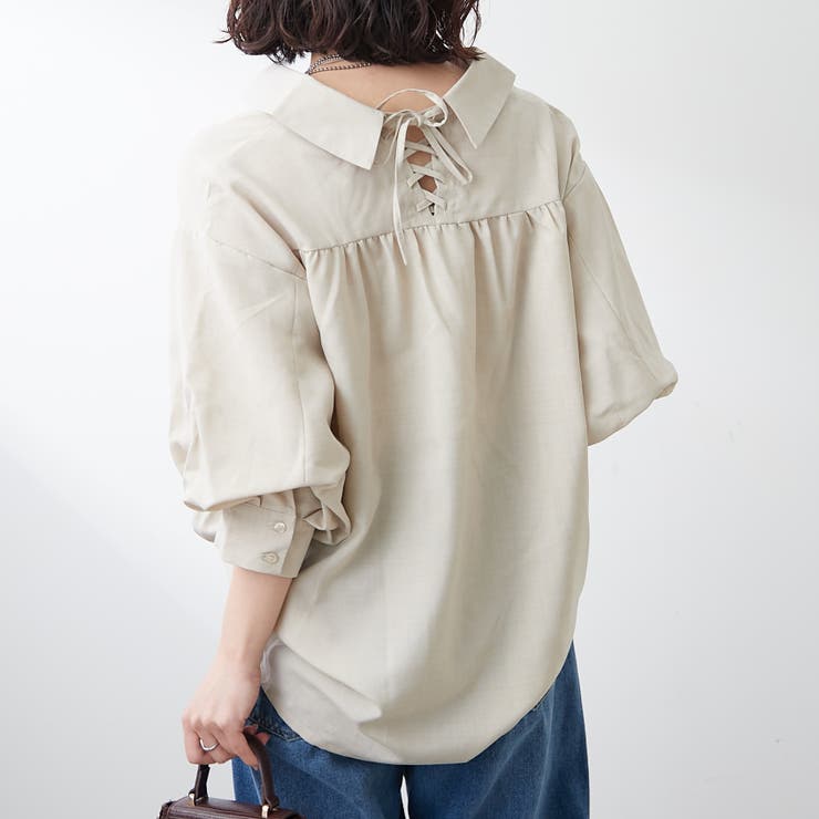 【後ろ姿も可愛く】後レースアップボリューム袖ブラウス | RMAF　NICE CLAUP / OLIVE des OLIVE | 詳細画像34 